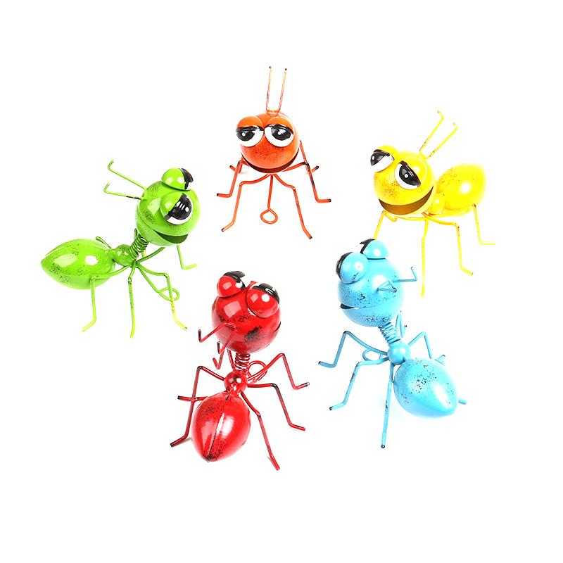 Metal Craft Ant Yard Decor Colorful Cute Insect Wall Sculptures Indoor And Outdoor Colorful Metal Art Decoration