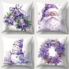 Christmas Decoration Pillowcase Gift Purple Santa Claus Snowman Pillow Cover Living Room Sofa Cushion Suite Room Home Decoration