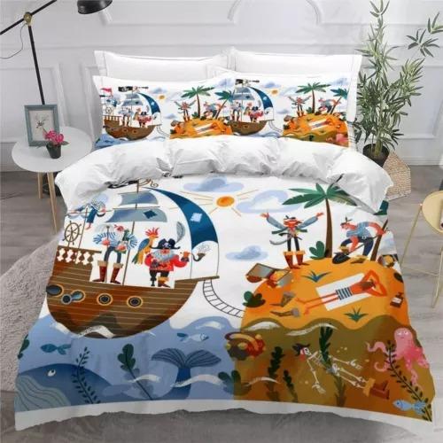 Pirate Ship Duvet Cover Set Bed Decoration First Choice Gift Suitable For Children Boys Girls And Adults Soft Warm Breathable