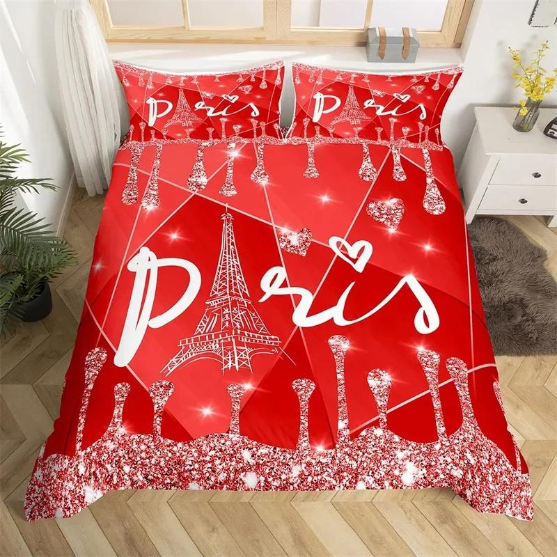 Комплект постельного белья с Эйфелевой башней Односпальный Полуторный King Для Детей Девочки Подростка Комнаты Парижский Комплект Постельного Белья Микрофибра Градиентный Алмазный Пододеяльник
