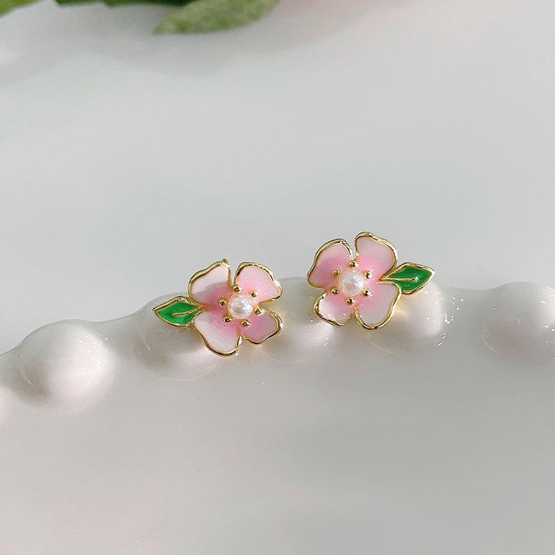 Cherry Blossom Earrings Fresh Sweet Girly Little Flower Earrings Hanfu Accessories Spring
