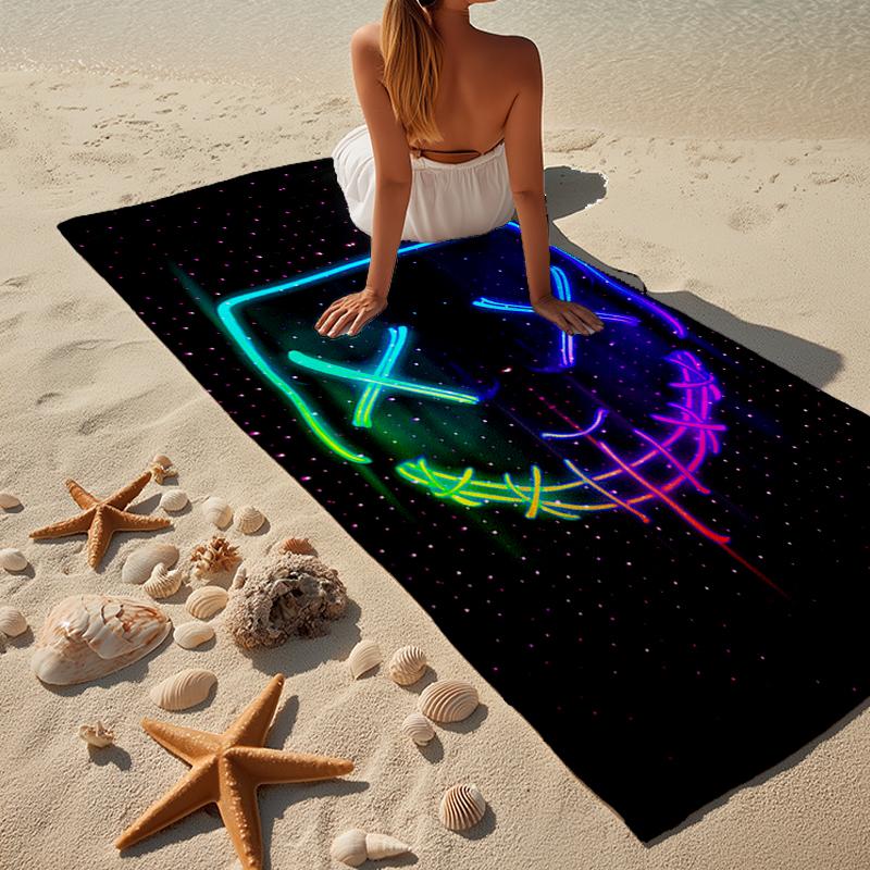 Cyberpunk Gaming Neon Beach Towel, Super Soft Microfiber, Gift for Her/Him, Birthday, for Pool, Beach, Travel, Home Decor Fan gifts