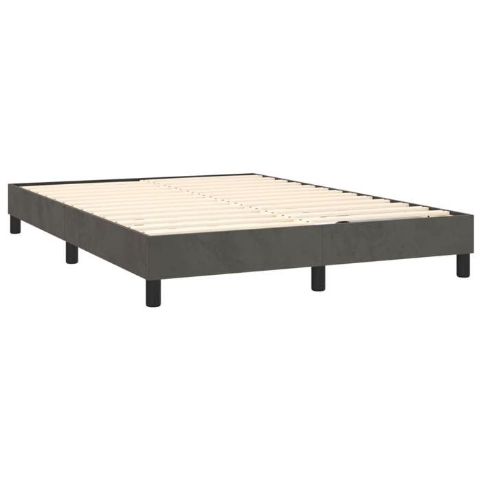 Lit avec matelas - Maison Exclusive - 140x190cm - Velours gris foncé - Tête de lit réglable