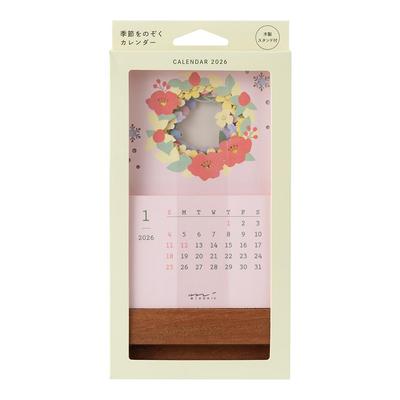 Календарь Midori 2026, Настольный, Сезонный календарь, Цветочный узор, 31368006