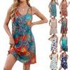 Spring and Summer New Printed Loose Casual Sleeveless Dress V-neck Women's Dress