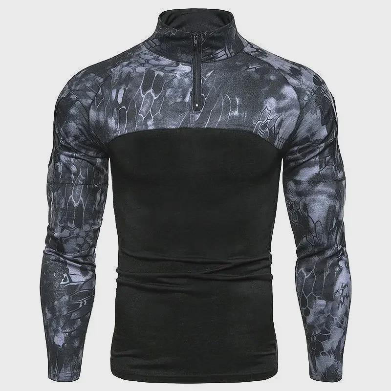 Men's Camouflage Long-Sleeve Military-Style T-Shirt