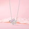 Оригинальный бант, сумка, ожерелье, темперамент, розовый цирконий Love, женский нишевый дизайн, цепочка на ключицу из нержавеющей стали в форме сердца