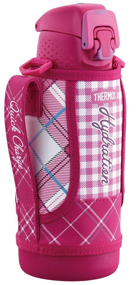 Thermos Vacuum Insulated Sports Bottle Open Pink Gingham PGM [One-Touch Type] 0.8L FFZ-802F