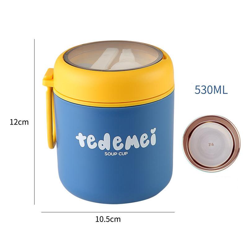 Insulated Stainless Steel Food Thermal Jar 530ml/710ml Soup Thermos Container Lunch Box for School Children Keeps Hot