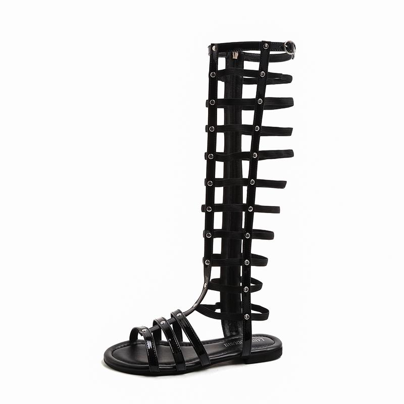 Fashion Roman Bandage Sandals Women Fashion Peep Toe Knee High Boots Ladies Retro Sandal 2025 New Summer Gladiator Shoes