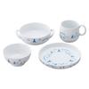 Набор Noritake: Миска с рисом и кружка. Рисовая тарелка, кружка. Для микроволновой печи и посудомоечной машины. Синий. Тонкий фарфор. Тарелка, ручка, миска, (Тарелка 16см, 300мл, Миска 16см,