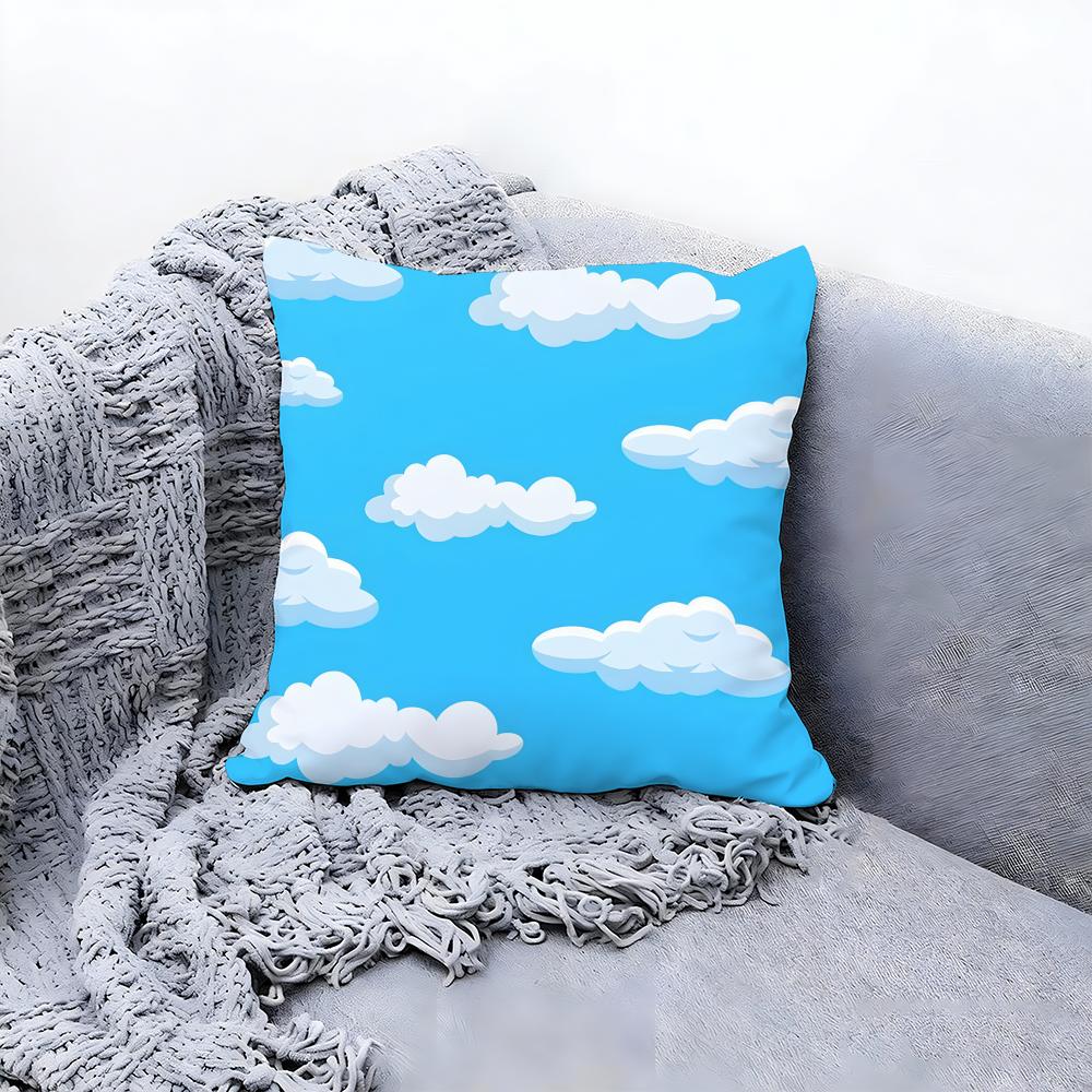 Soft White Cloud Texture Design Cushion Cover Premium Comfort Reversible Pillow Cove in One Design for Any Room Car Interior