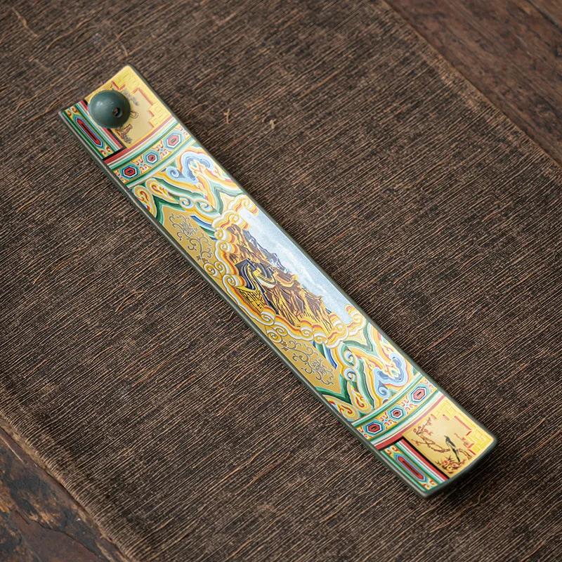 Enamel National Tide Line Incense Holder Decoration Ceramic Imitation Ancient Lying Incense Burner Household Sandalwood Stove