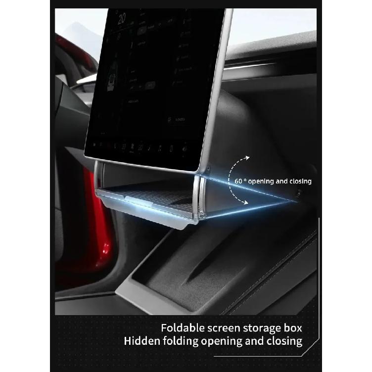 Under Screen Storage Box for Tesla Model Y/3+ Highland Model Y juniper Central Control Hidden Storage Organizer Tray Accessories