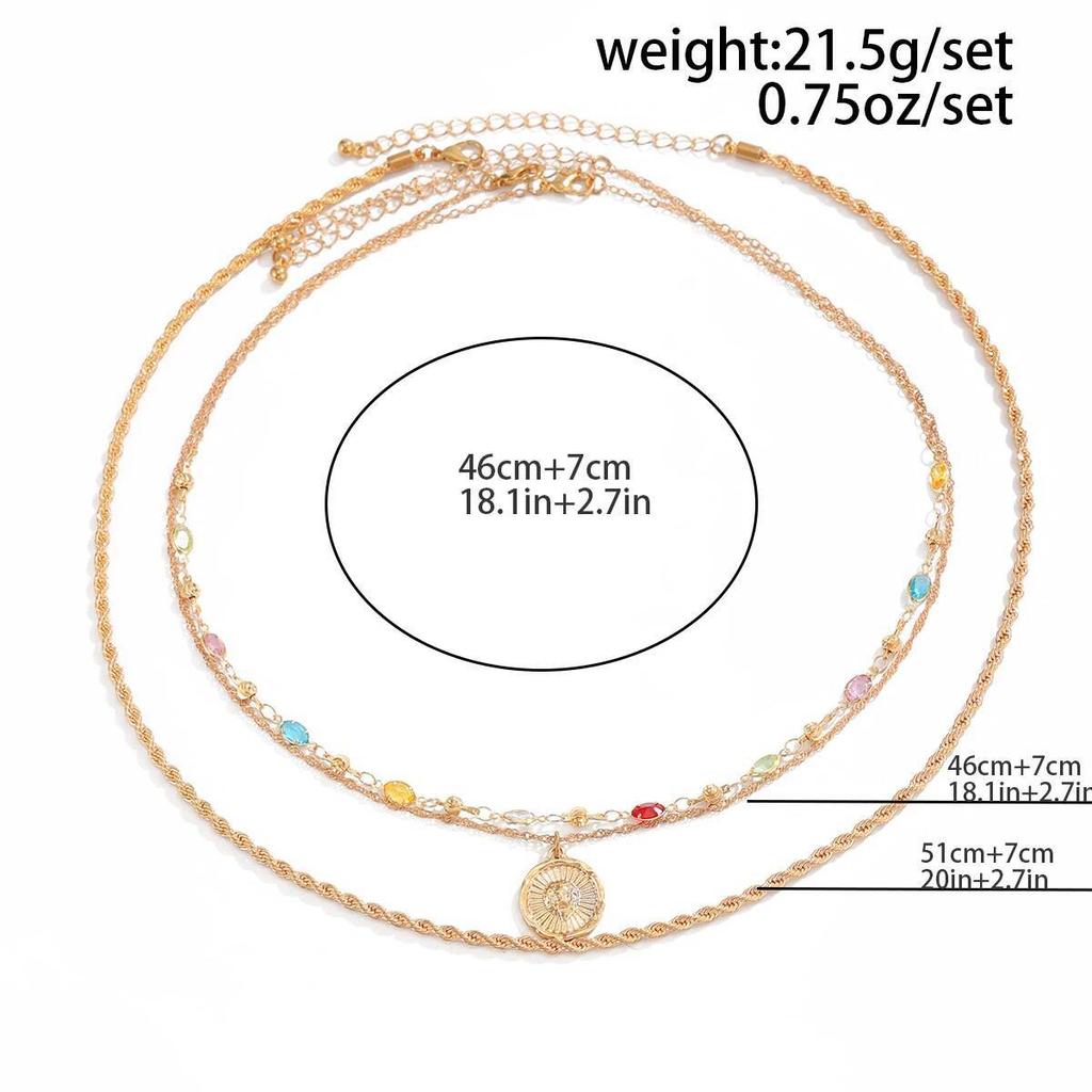 SHIXIN Exquisite 3Pcs/set Trendy Crystal Choker Coin Pendant Necklace Men Punk Charms Gold Color Twist Clavicle Chains Jewelry
