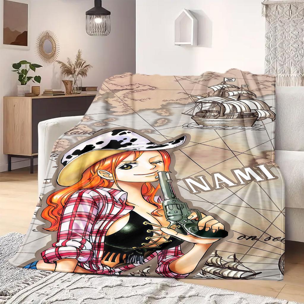 Nami Print Blanket Warm Comfortable Flannel Blanket Suitable for Bedrooms,Sofas, Beds,Chairs,Travel -QIAO57