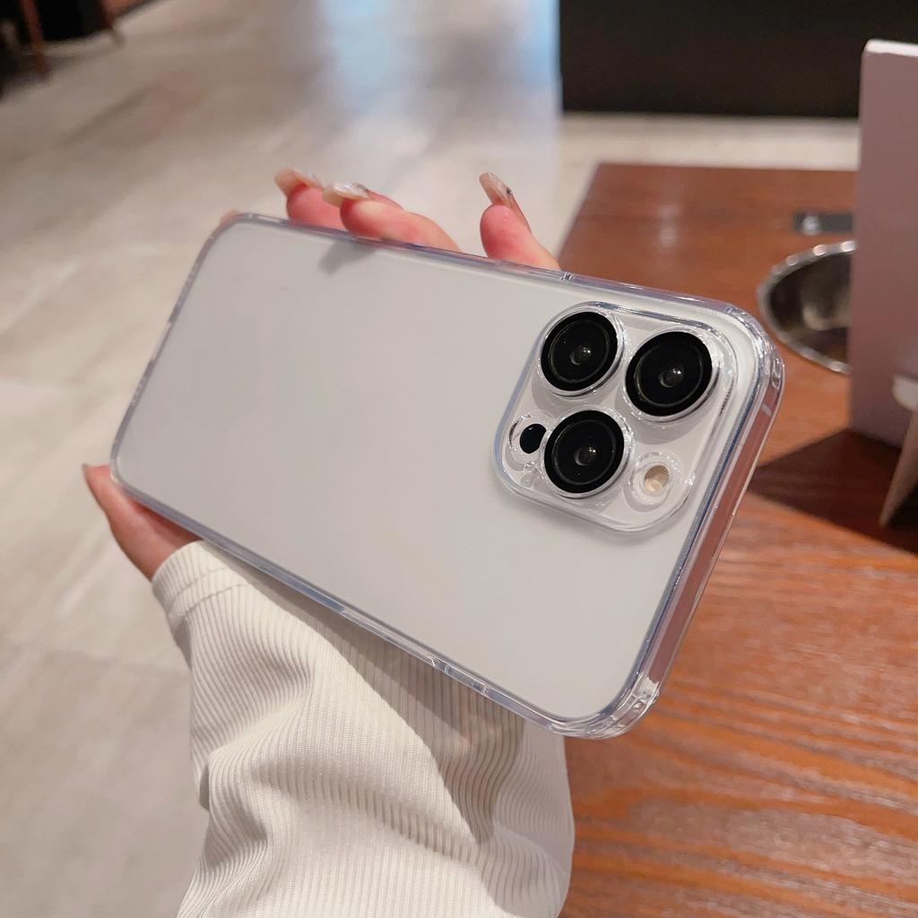 Для IPhone 16 Promax Чехол для телефона Матовый для Apple 14 Без шага Закаленное стекло 13 с защитной пленкой для объектива 15