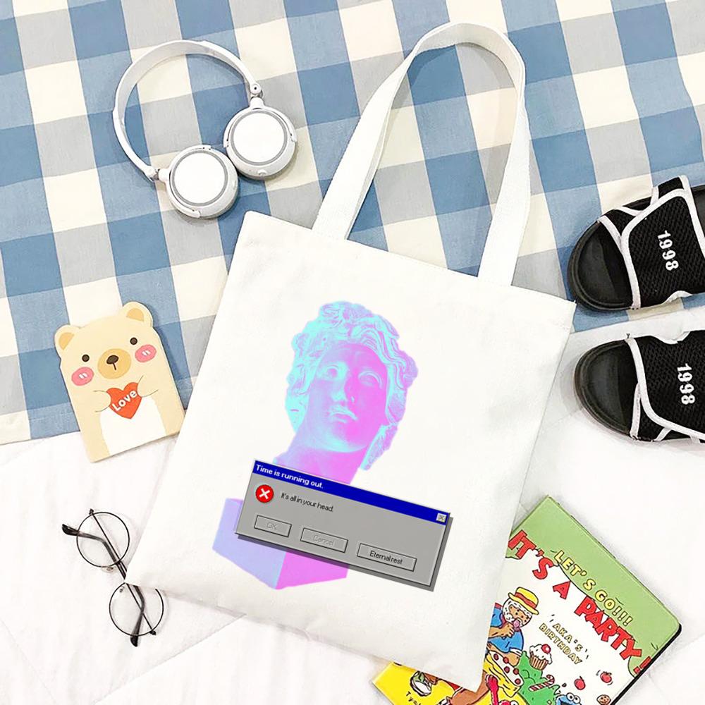 Harajuku Punk Vintage Y2k Эстетическая женская сумка с принтом Vaporwave Art Grunge School Bag Эстетичная холщовая сумка Большая вместительная сумка-шоппер