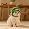 Breathable Pet Accessory for Photos Cute Dinosaur Hat Cats, Soft Plush Funny Cat Headwear Functional Grooming with Shark Design, Novelty Green Costume