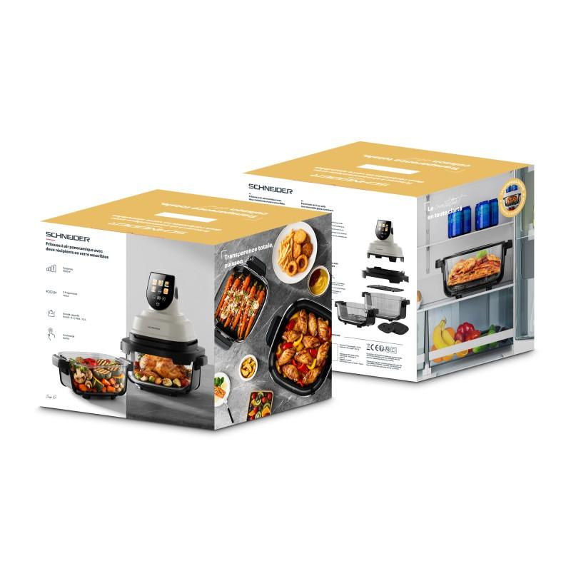 Schneider - Crispi - Or - Beige - Friteuse à Air Panoramique - 1500w - 2 Bacs Verre