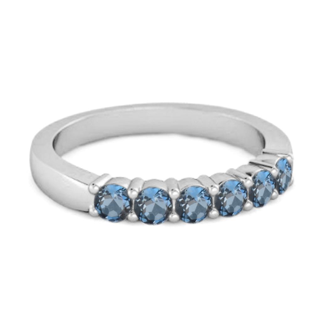 London Blue Topaz Half Eternity Band Ring - 925 Sterling Silver