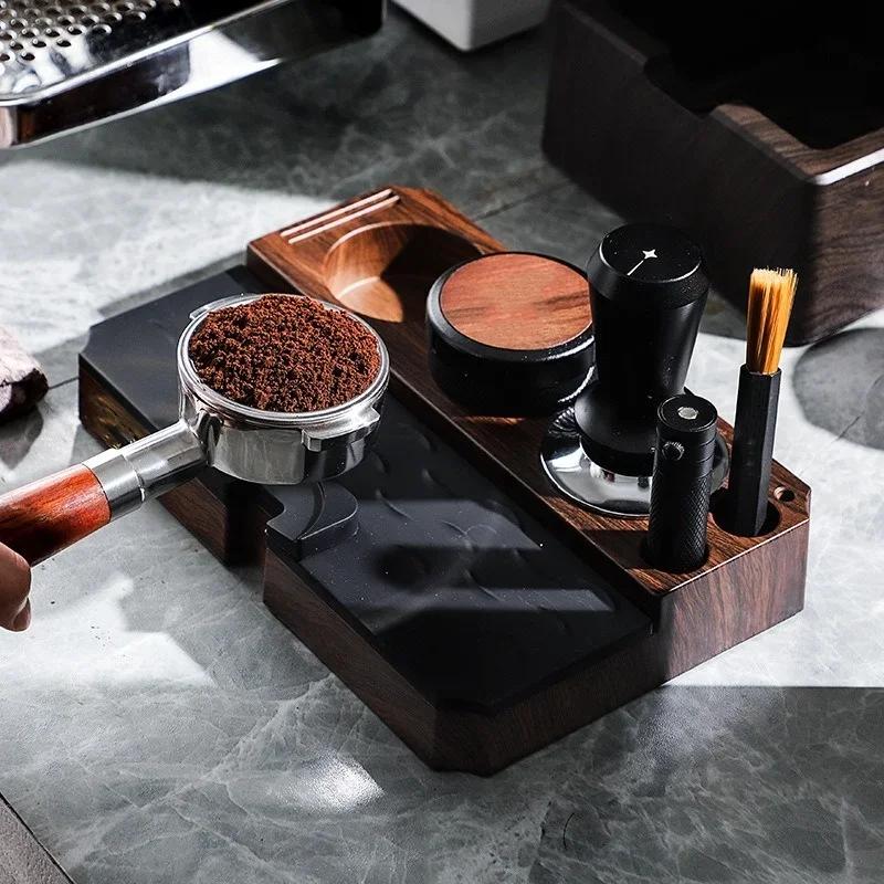 51/53/58 мм Станция для темперовки кофе Подставка Основа с текстурой дерева Держатель для кофейных портафильтров Подставка для щеток Коврик для темперовки эспрессо Инструменты для хранения кофе