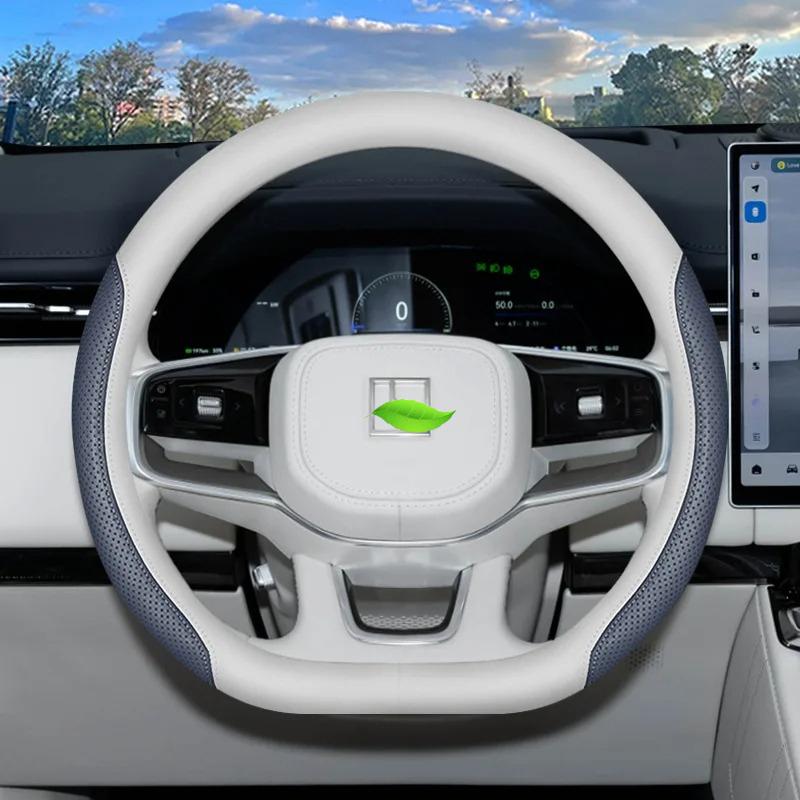 For Geely ZEEKR 9X 2025 2026 Steering Wheel Cover Case Nappa Leather Steering Covers Protector Car Styling Interior Accessories