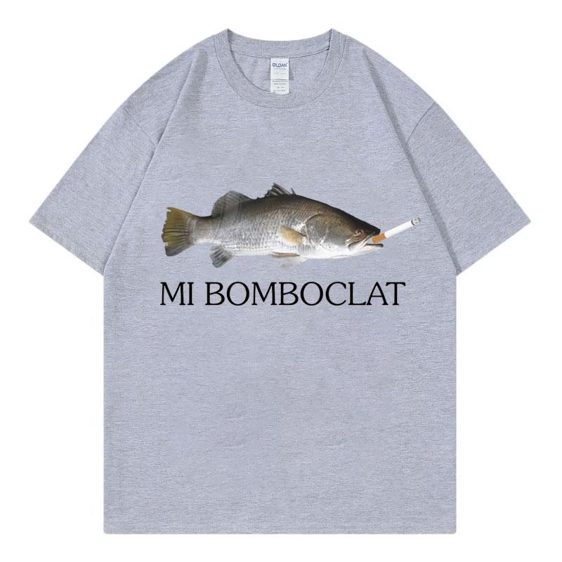 Funny Bomboclat Fish Meme Tshirt High Street Fashion Trend Y2k Short Sleeve Tshirts Unisex Unisex Harajuku Vintage Style T Shirts
