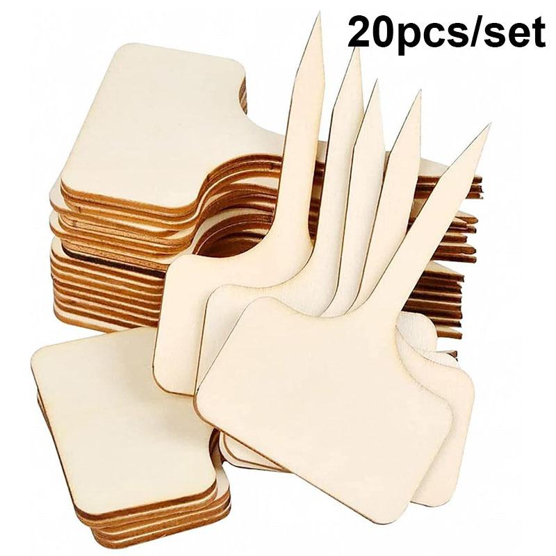 20pcs Wooden T-Shaped Garden Sign, Creative Plant Flower Insert Label Handwritten Landscape Sign For Garden