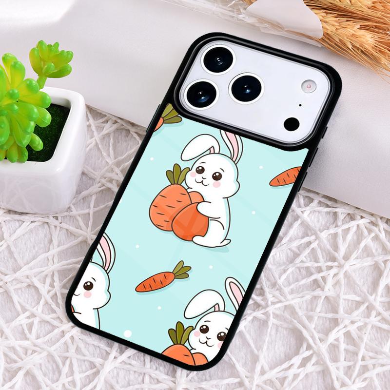 Мультяшный чехол-кролик для iPhone 17 Air 16 15 11 12 14 13 Pro Max Ударопрочный чехол