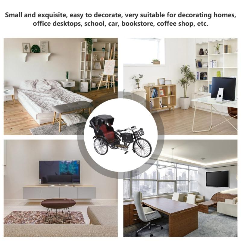 Коллекционный 1:10 Миниатюрных Моделей Трехколесного Велосипеда Железные Реплики Трехколесной Рикши Винтажное Настольное Украшение Подарок для Взрослых