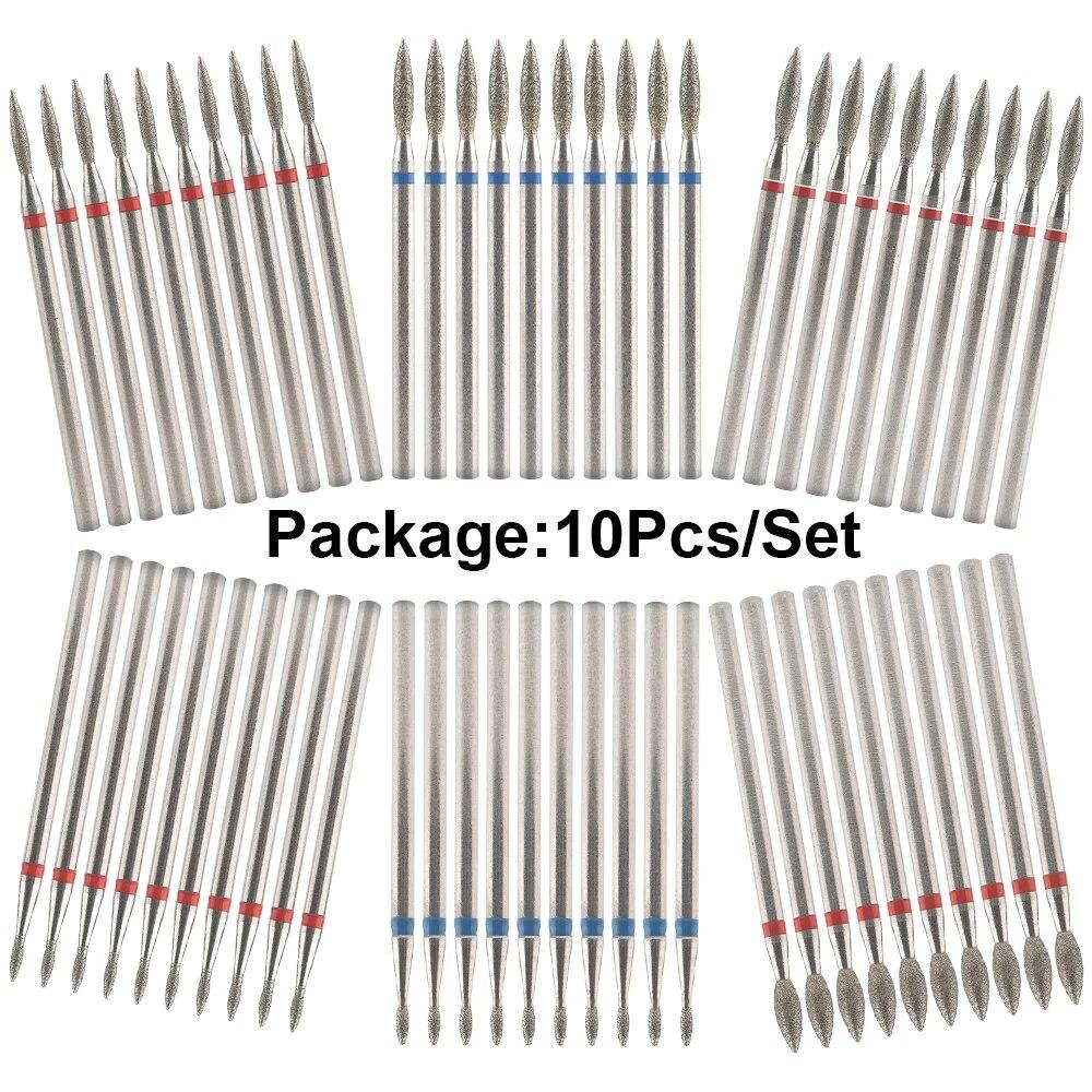 10 шт., сверла для ногтей, алмазные борфрезы, шлифовальные насадки, аксессуары для гель-лака для ногтей, инструмент для дизайна ногтей, хвостовик, резьба, полировка