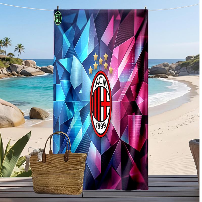 Пляжное полотенце с принтом AC Milan, быстросохнущее, мягкое, портативное, большое, прямоугольное, пляжное покрывало для путешествий, бассейна