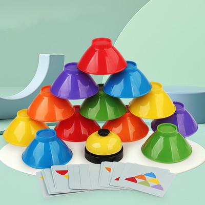 Игра «Складывание мисок» — скоростная игра, игрушки Монтессори для развития интеллекта и мышления, с карточками для тренировки цветового восприятия и логического мышления. Подарок.