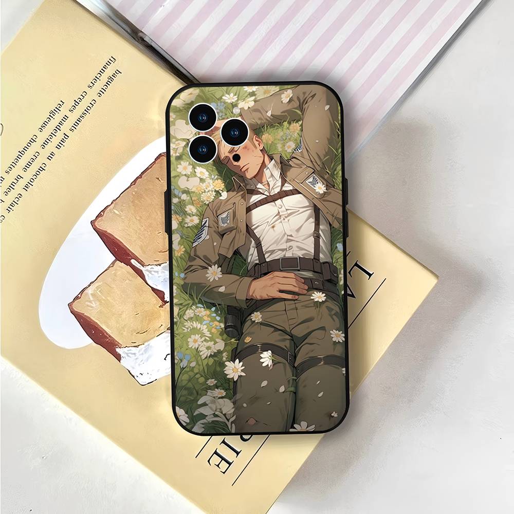 Чехол для телефона с Эрвином Смитом из аниме для iPhone 17 Air 16 15 14 13 Pro Max 11 12 Черный силиконовый чехол