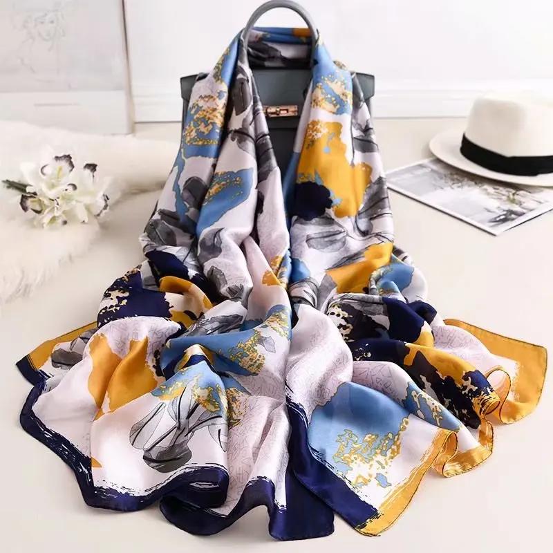 180*90cm Luxury Brand Ladies Spring Summer Long Silk Scarf Shawl Digital Painted Shawl Gogh Oil Painting Lady Foulard Bandanna