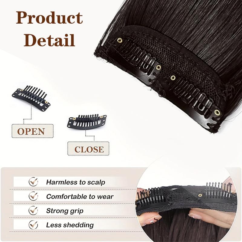 Синтетические короткие прямые изогнутые накладные волосы для наращивания на натуральные густые накладные волосы на заколках для женщин с редеющими волосами