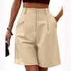 Women's Casual Loose Beach Pants Solid Color Loose High Waist Casual Fifth Pants With Pockets