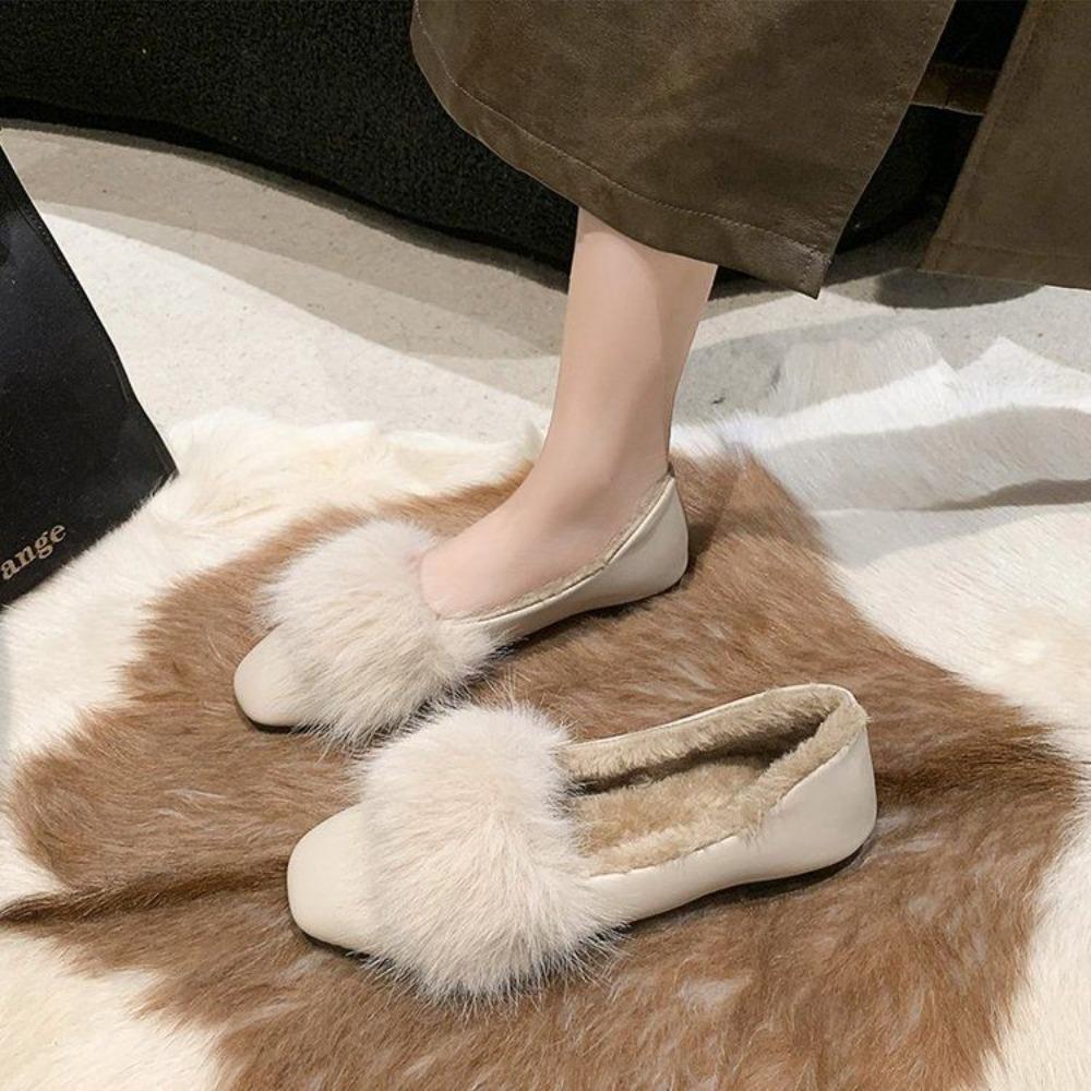 Fashion Big Size Lambwool Moccasins Femme Curly Sheep Fur Flats Woman Warm Plush Loafers Winter Cotton Shoes Women Furry Snow Boot