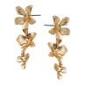 Three Metal Flowers Earrings For Women Long Drop Fashion Cute Jewelry Trendy Textured New Designs Gifts Party Accessories MQ012
