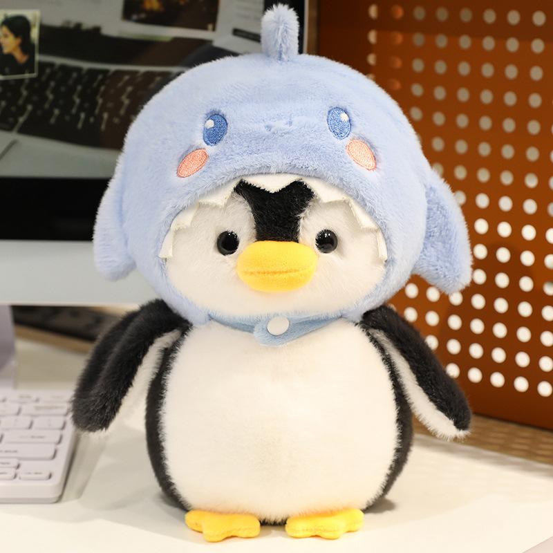 Cartoon Cute Penguin Turned Cat Shark Doll Plush Toy Kitten Doll Children Soothing Doll