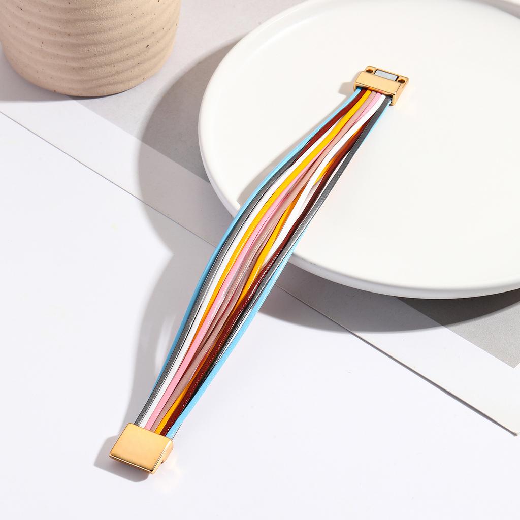 Colorful Bohemian Multi Layered Leather Wristband Jewelry Accessories Unisex Bracelet