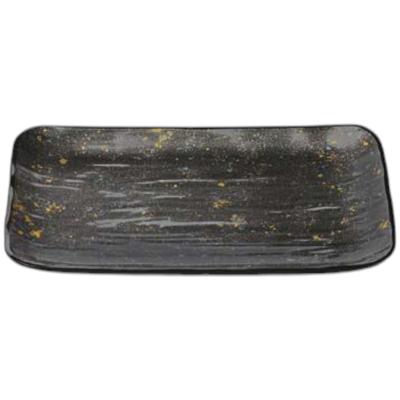 Премиальное нигири-суши Длинное прямоугольное большое блюдо для подачи сокровищ с черным лаком Серебристый глянец Сделано в Японии J-Kitchens Блюдо, 8 дюймов,