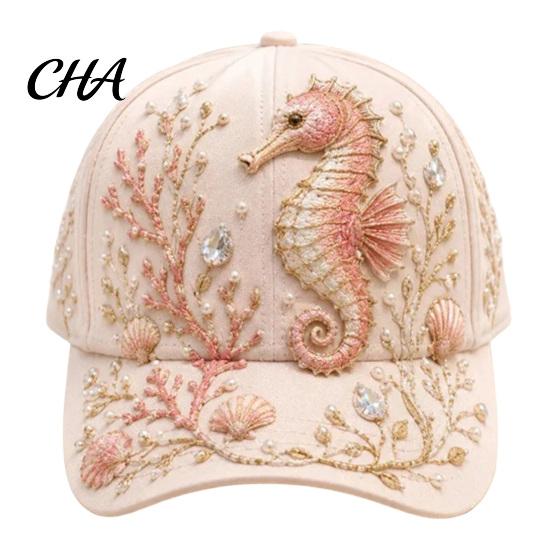 UV Protection Beach Hat Ocean Creatures Baseball Cap, Adjustable Sun with Sea Vintage Style Aesthetic Animal Patterns, Trucker for Men And Women