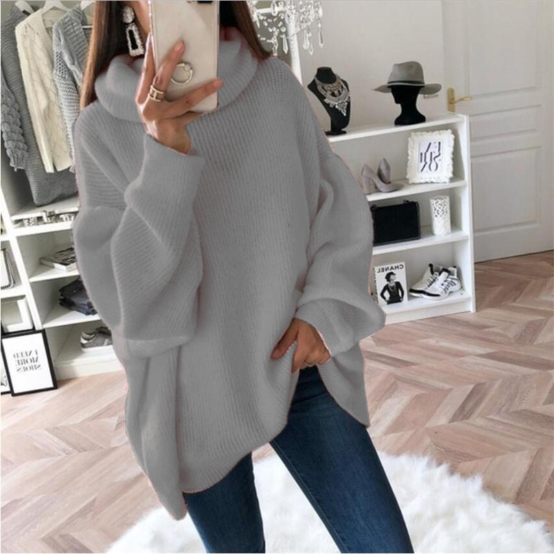 Fashion Winter Women's Casual Sweater Loose Solid Color High-neck Warm Top
