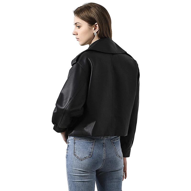 Осенняя короткая куртка из искусственной кожи с отложным воротником, женская мотоциклетная байкерская куртка из искусственной кожи, свободная уличная верхняя одежда в стиле панк