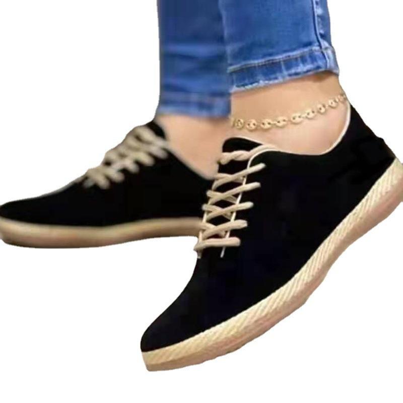 Plus Size Women's Shoes 2024 Spring Autumn Round Toe Lace-up Light Casual Women's Shoes Vintage Comfort Flat Women Loafers