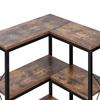 7 Tier Corner Bookshelf, Tall Corner Bookcase Strage, Large L-Shaped Bookshelf Organizer with Metal Frame & Wooden Shelves, Reversible Display Book