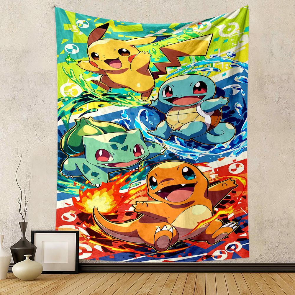 Vibrant Pokémon Characters Patterned tapestry for bedroom and living room home decor