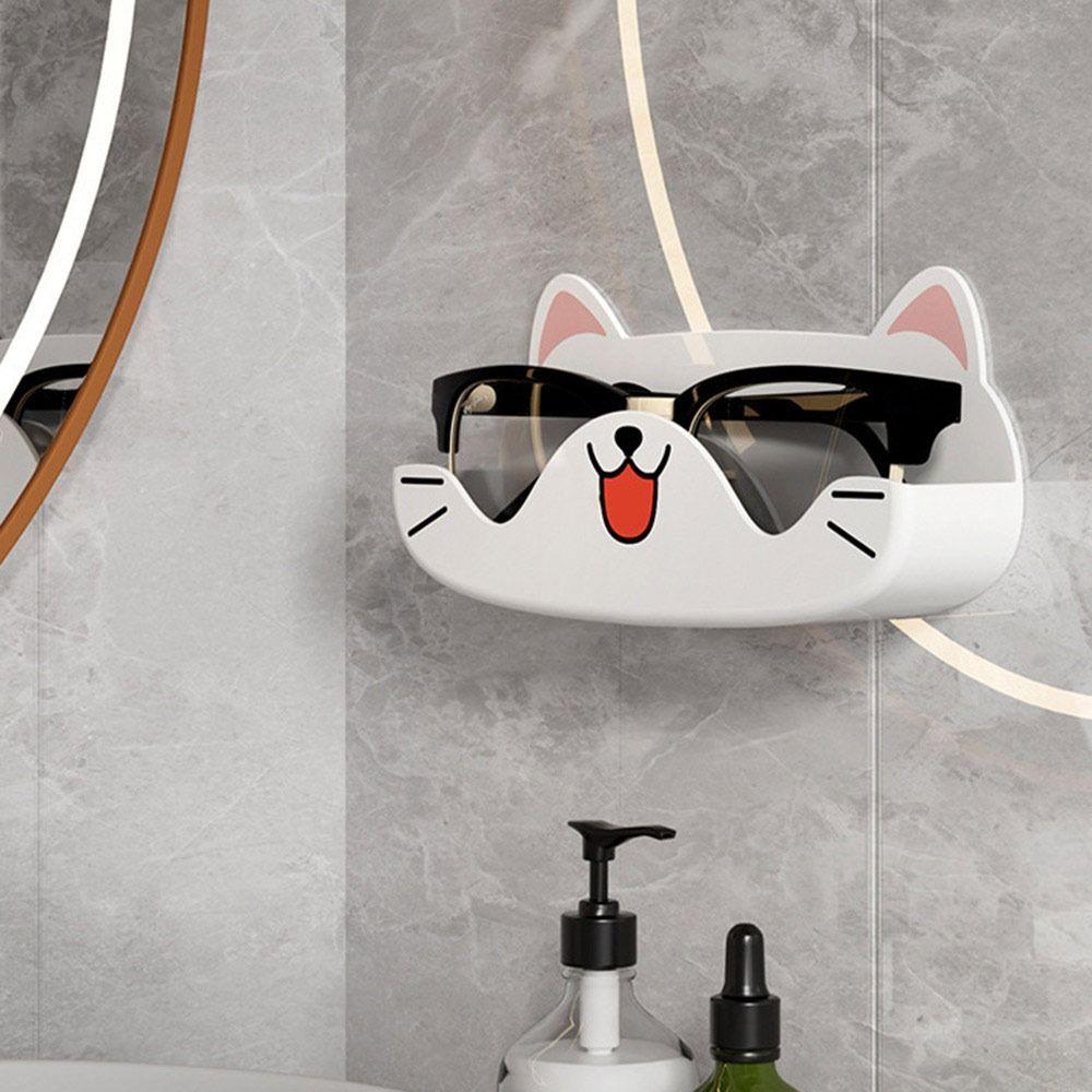 Cartoon Cat Glasses Storage Rack Punch-free Sunglass Organizer for Desktop/Bathroom/Bedroom